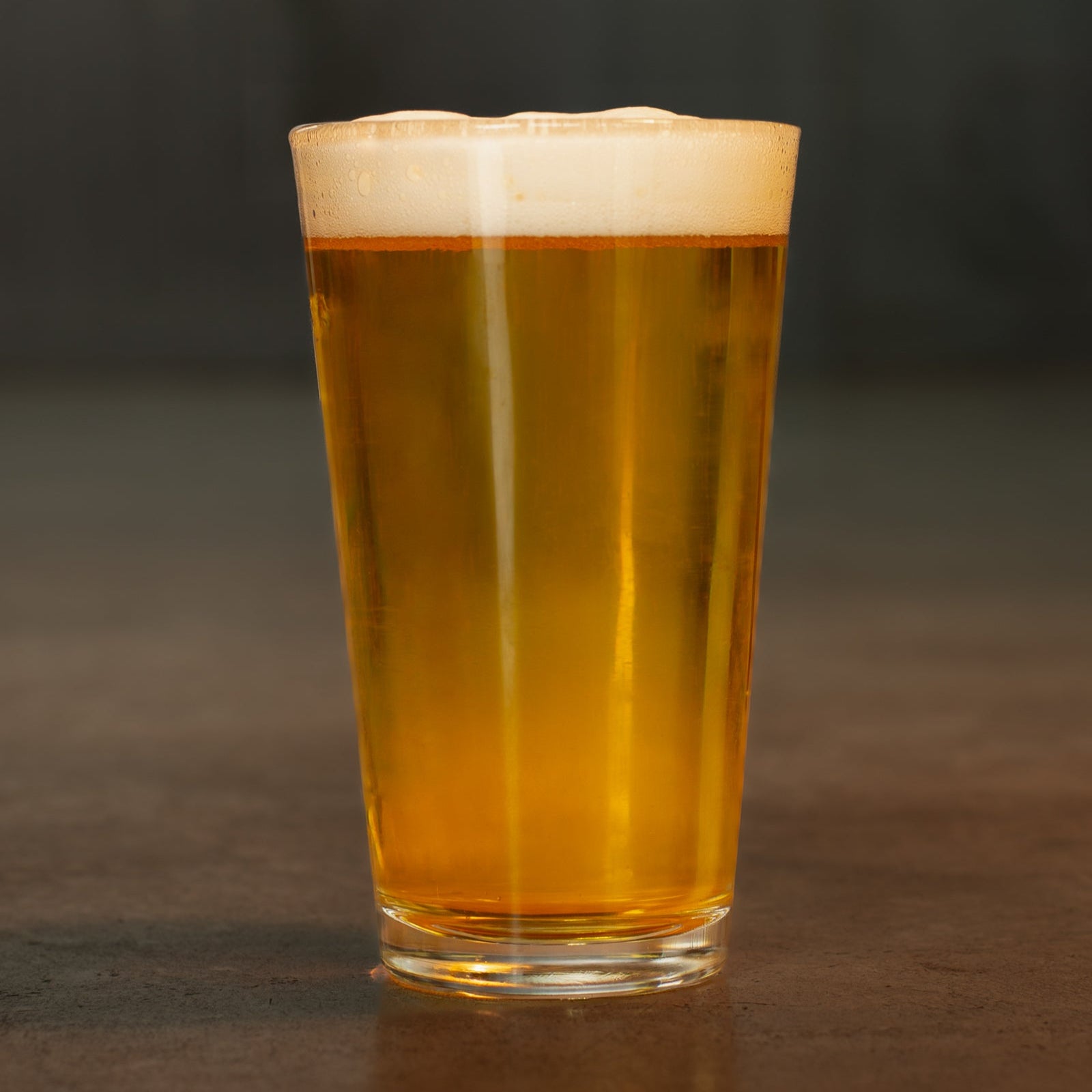 Pint of Tavern beer by Georgetown Brewing on the cement floor of the tasting room