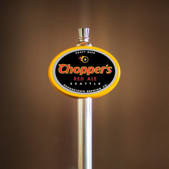 tap handle with chopper's label