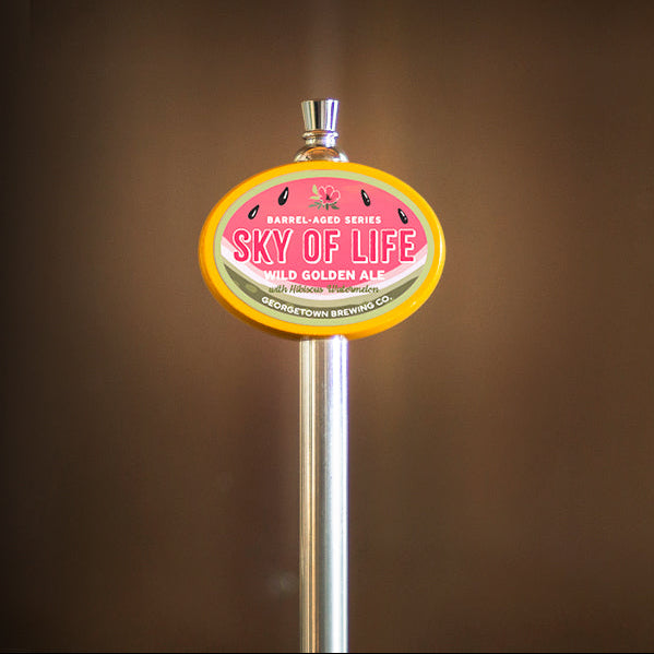 Sky of Life golden ale tap handle featuring a watermelon design
